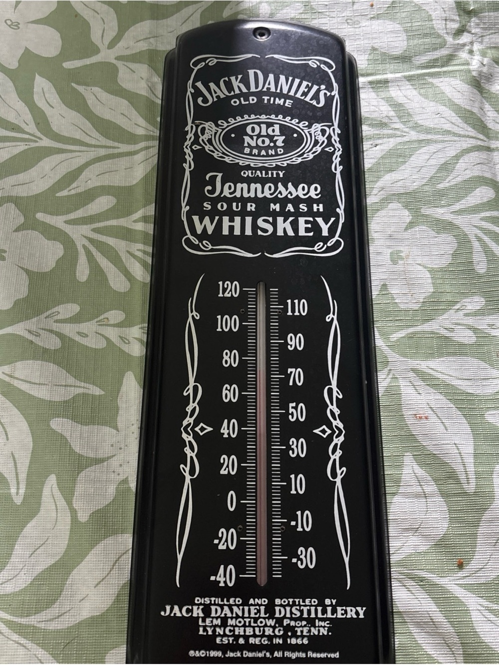Jack Daniels Black and White Tennessee Whiskey Wall Thermometer Sign